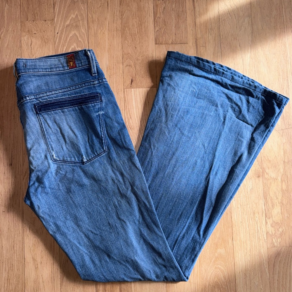 7 For All Mankind Men's Bootcut Blue Jeans